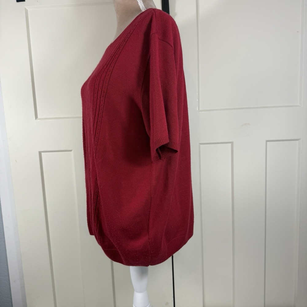 Alfred Dunner Women's XL Red Short‎ Sleeve Cable Knit Pullover Sweater Classic - Picture 4 of 12